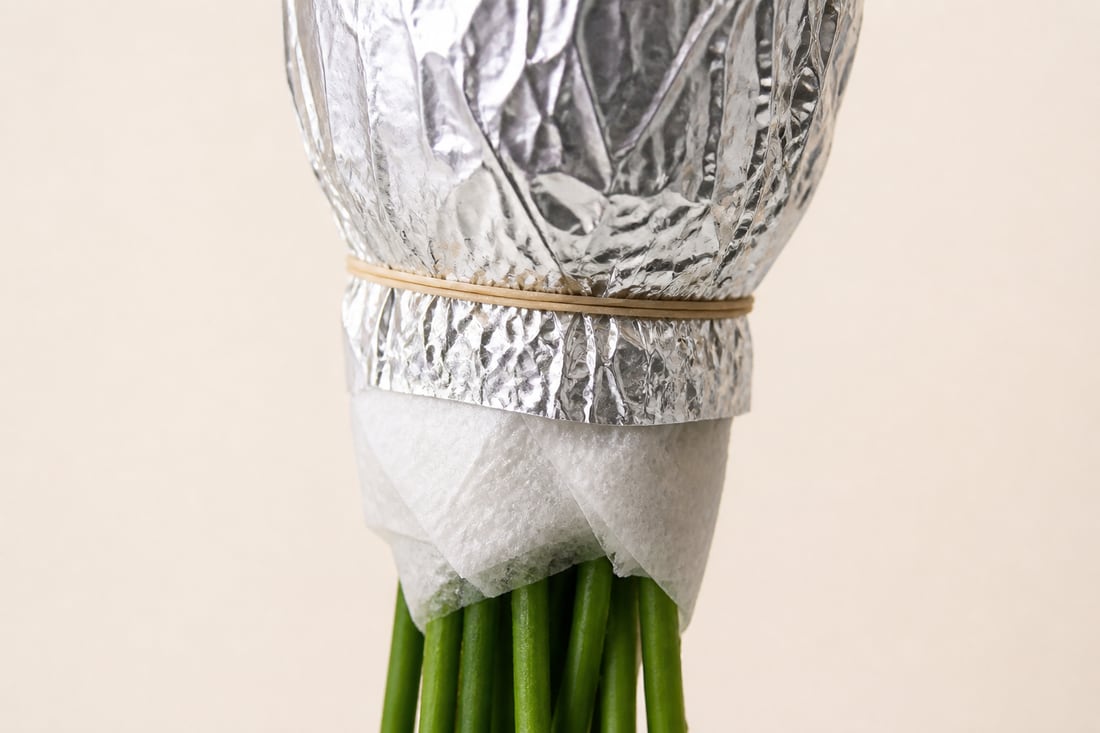 Foil wrapped over the wet towel
