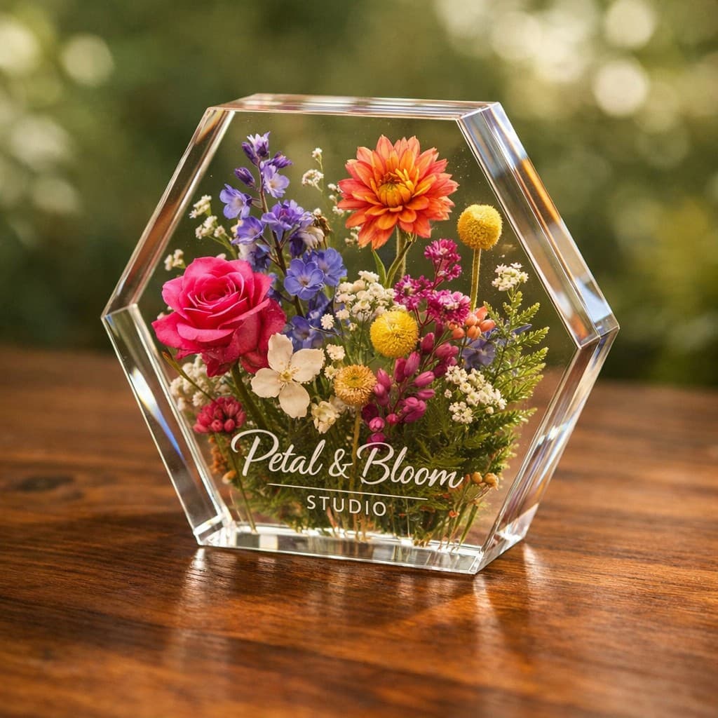 Petal & Bloom Studio preserved flower resin piece