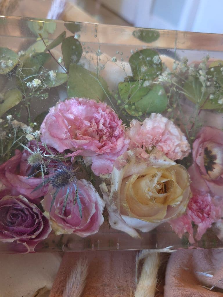 Rectangle resin block foral resin art preservation