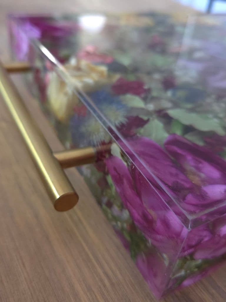 Resin flower tray made with real preserved flowers, deep floral tray, large wedding gift, large unique gift 