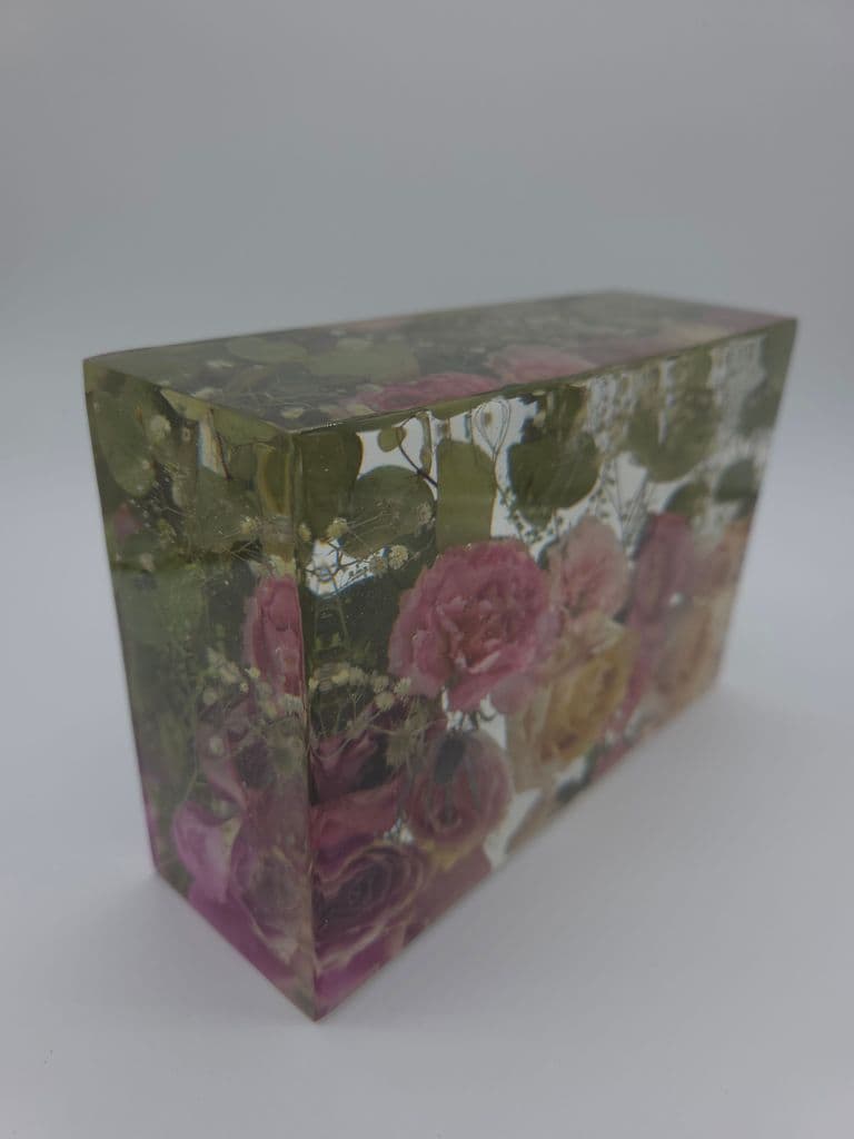 Rectangle resin block foral resin art preservation 