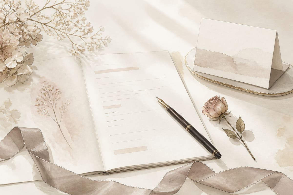 Fountain pen, signup papers and a pressed rose on a cream desk